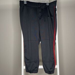 Champro Womens Softball Pants Black Red Snap Flat Front Pockets XL New
